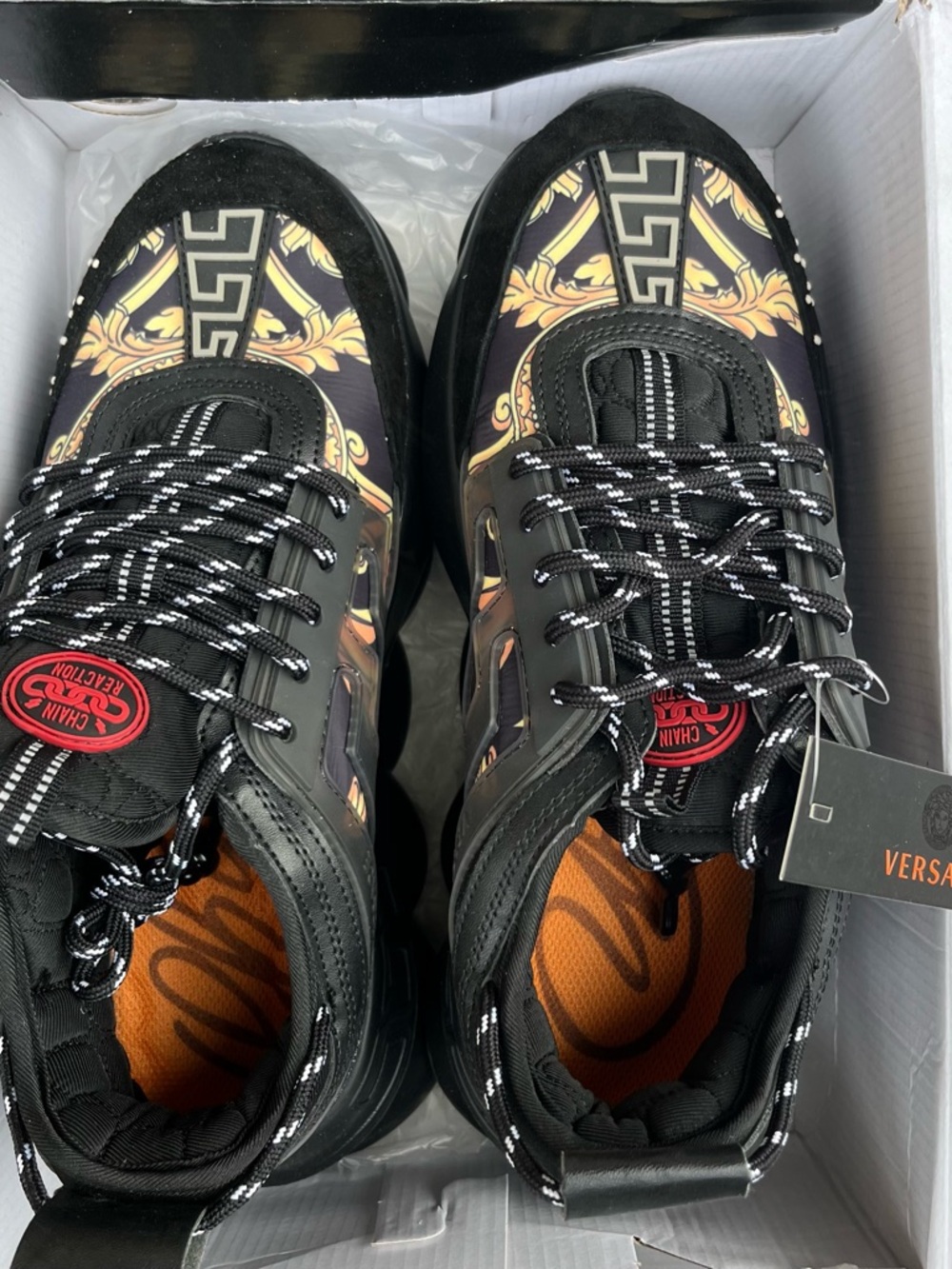 Versace Black and Gold Chain Reaction Sneakers
